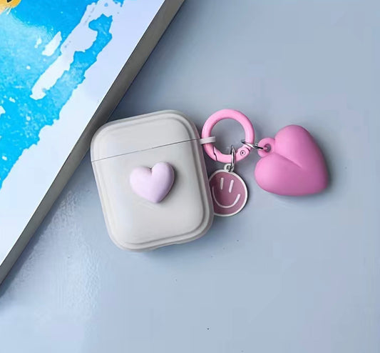 Cream/Pink loveheart pod case